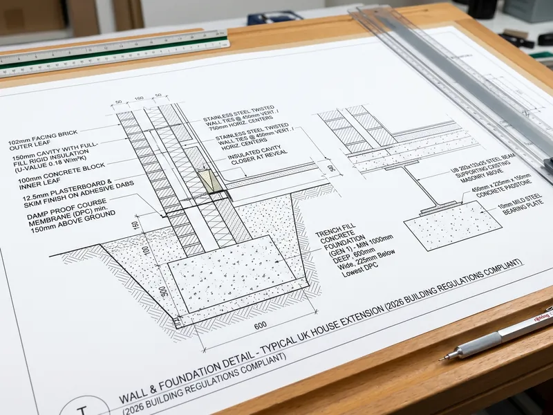 Building regulation construction section drawings