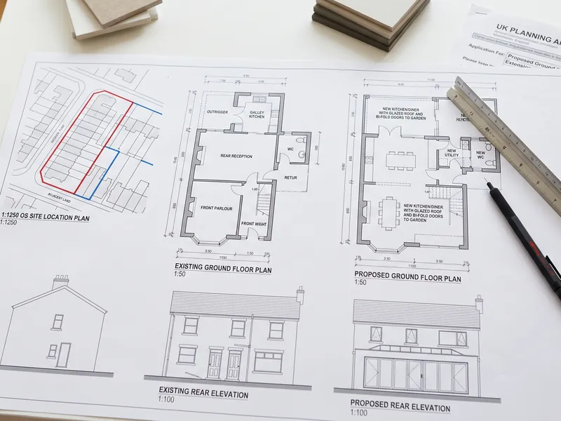 Planning permission architectural floor plan drawings